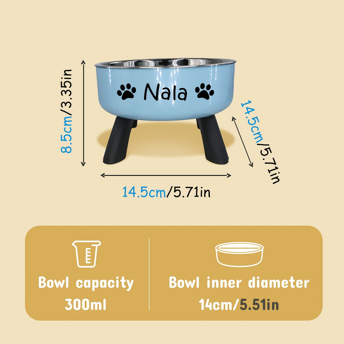 [Customized]Elevated Neck Protection Stainless Steel Pet Bowl Suitable for Small Dogs Anti Slip Feeding Bowl Custom Personalized Info with Various Patterns