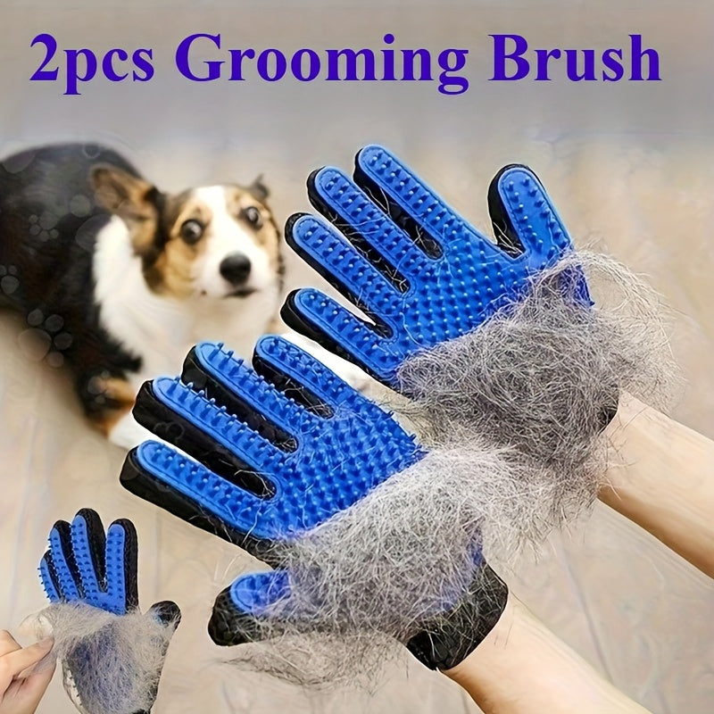 2pcs Pet Grooming Gloves, Deshedding and Massaging Grooming Gloves, Suitable for Dogs and Cats as a Tool for Removing Loose Fur, Cat Cleaning and Grooming Glove, Pet Grooming Massage and Petting Glove, Deshedding Glove Brush