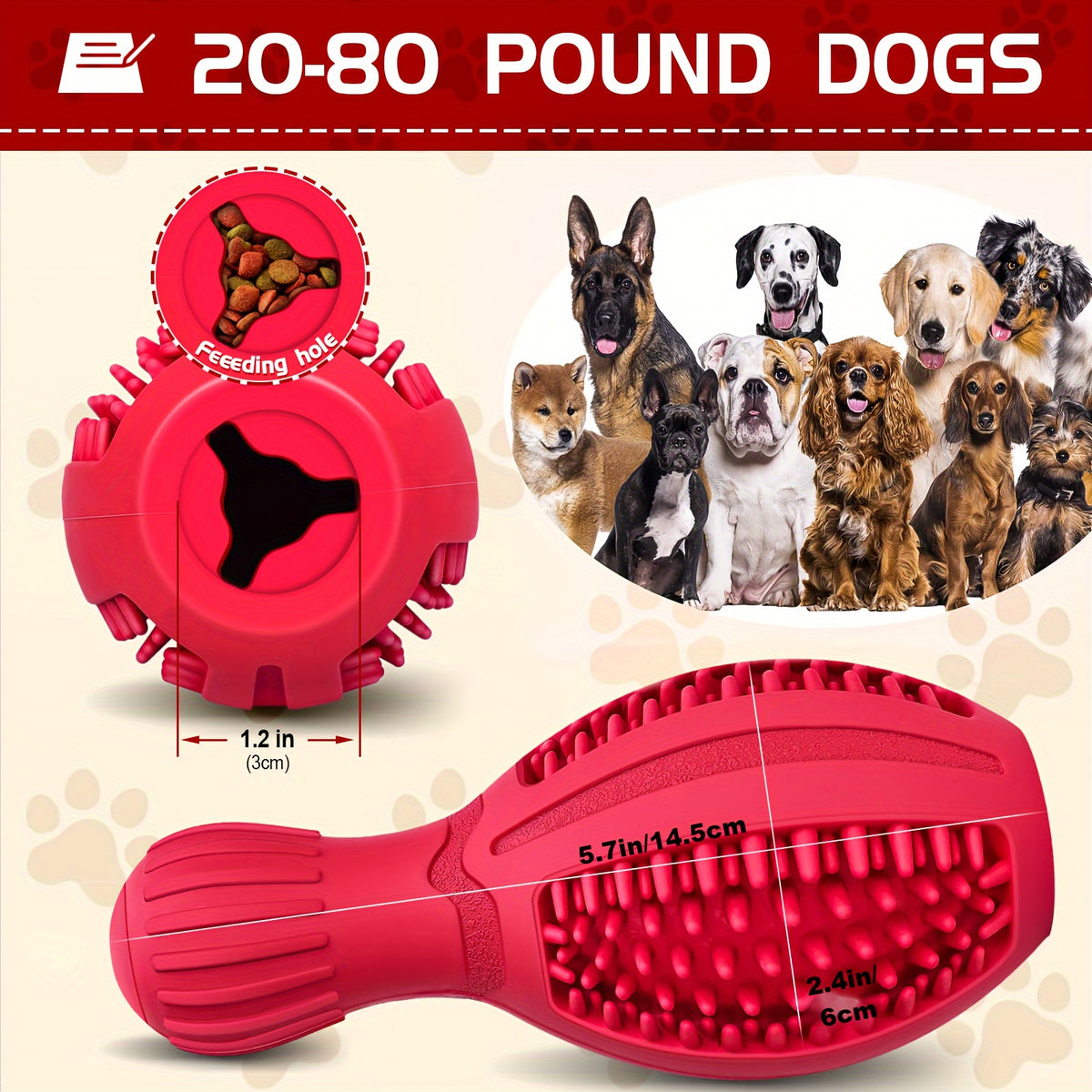 1 Piece Dog Chew Toy for Pet Chewing Training, a Slow Feeder for Food Dispensing, a Sturdy and Durable Rubber Teeth-cleaning Dog Puzzle Toy, an Interactive Squeaky Dog Toy for Small/medium/large Breed Dogs