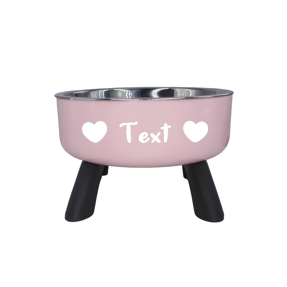[Customized]Elevated Neck Protection Stainless Steel Pet Bowl Suitable for Small Dogs Anti Slip Feeding Bowl Custom Personalized Info with Various Patterns