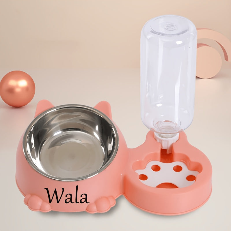 (Customized) Personalized, 1pc, Pet Rice Bowl, Cat Bowl, Dog Basin, Anti-Knock, Oblique Neck Protection, Automatic Drinking Water, Suitable for Other Small And Medium-Sized Pets Such As Cats And Dogs, Without Battery