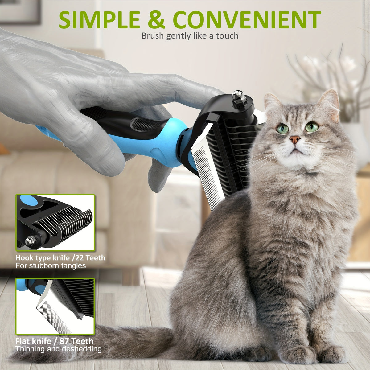 Spring Blossoms Pet Grooming Tool for Dogs & Cats: Double-Sided Shedding And Dematting Undercoat Dog Brush for Grooming, Gentle Deshedding Brush for Short to Long Hair Pets, Pet Hairbrush for Dogs And Cats
