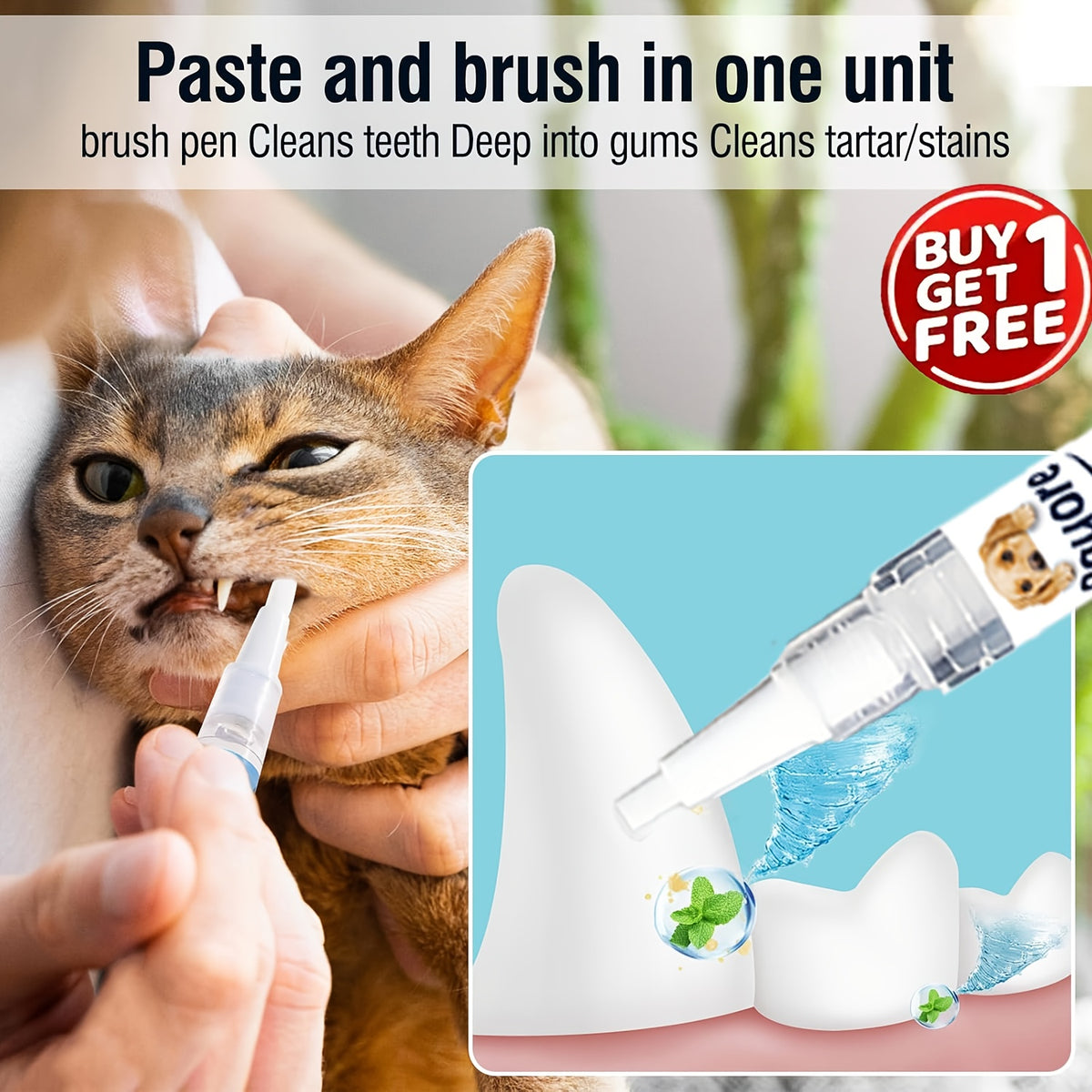 2pcs New Formula Pet Dental Cleaning Pen, Effective Teeth Cleaning, Plant-Based Formula