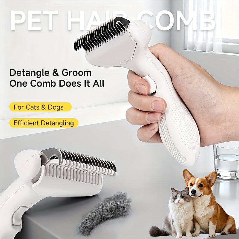 Dog and Cat Face Cleaning Comb, Pet Fur Detangling and Deshedding Comb, Self-Cleaning Dog Grooming Brush, Suitable for Long and Short-Haired Dogs and Cats, Pet Deshedding and Massage Comb, Cat and Dog Pin Comb Grooming and Cleaning Brush, Pet Cat