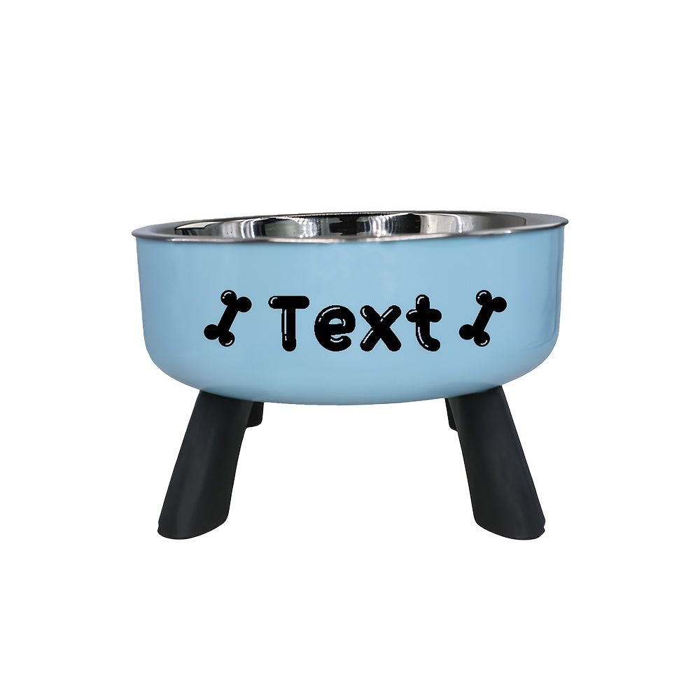 [Customized]Elevated Neck Protection Stainless Steel Pet Bowl Suitable for Small Dogs Anti Slip Feeding Bowl Custom Personalized Info with Various Patterns