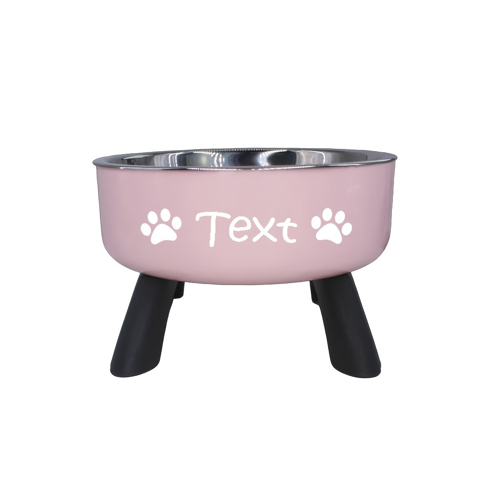 [Customized]Elevated Neck Protection Stainless Steel Pet Bowl Suitable for Small Dogs Anti Slip Feeding Bowl Custom Personalized Info with Various Patterns