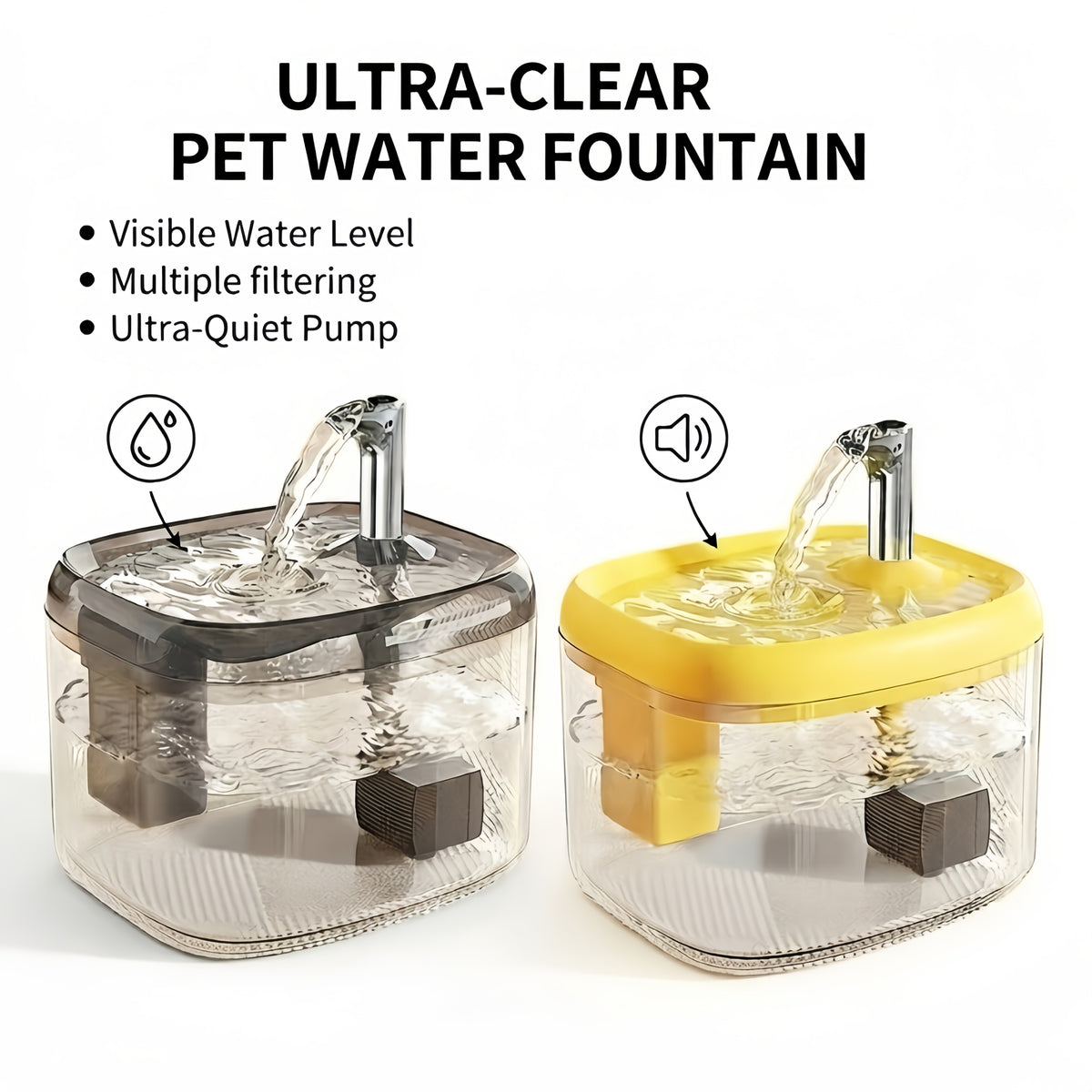Smart Pet Water Fountain, Ultra-Quiet Cat Water Dispenser with Multi-Stage Filtration System, Suitable for Cats, Companion for Home And Travel, Easy to Clean And USB Powered, Without Battery