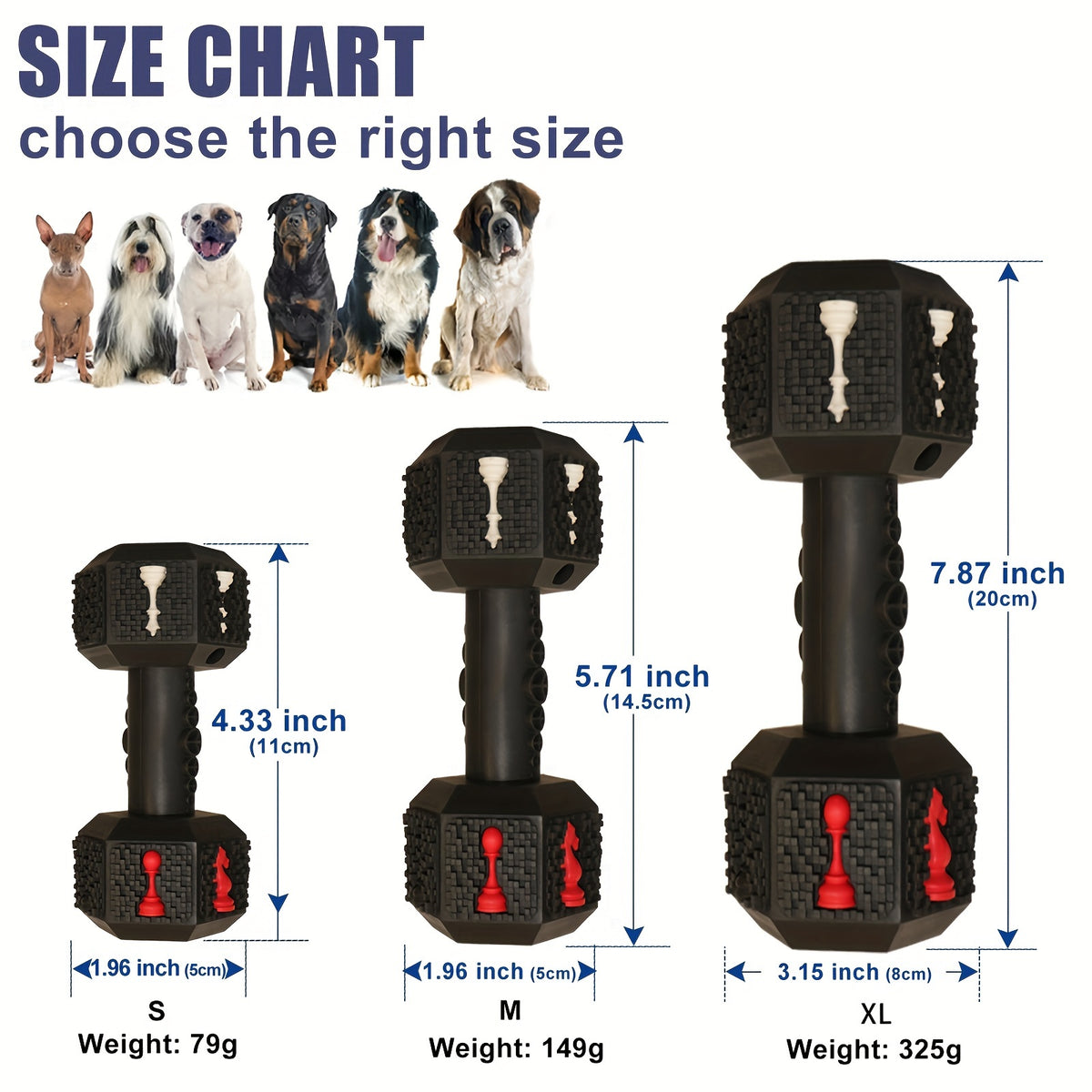 Dumbbell Dog Chew Toy, Checkerboard Color Random