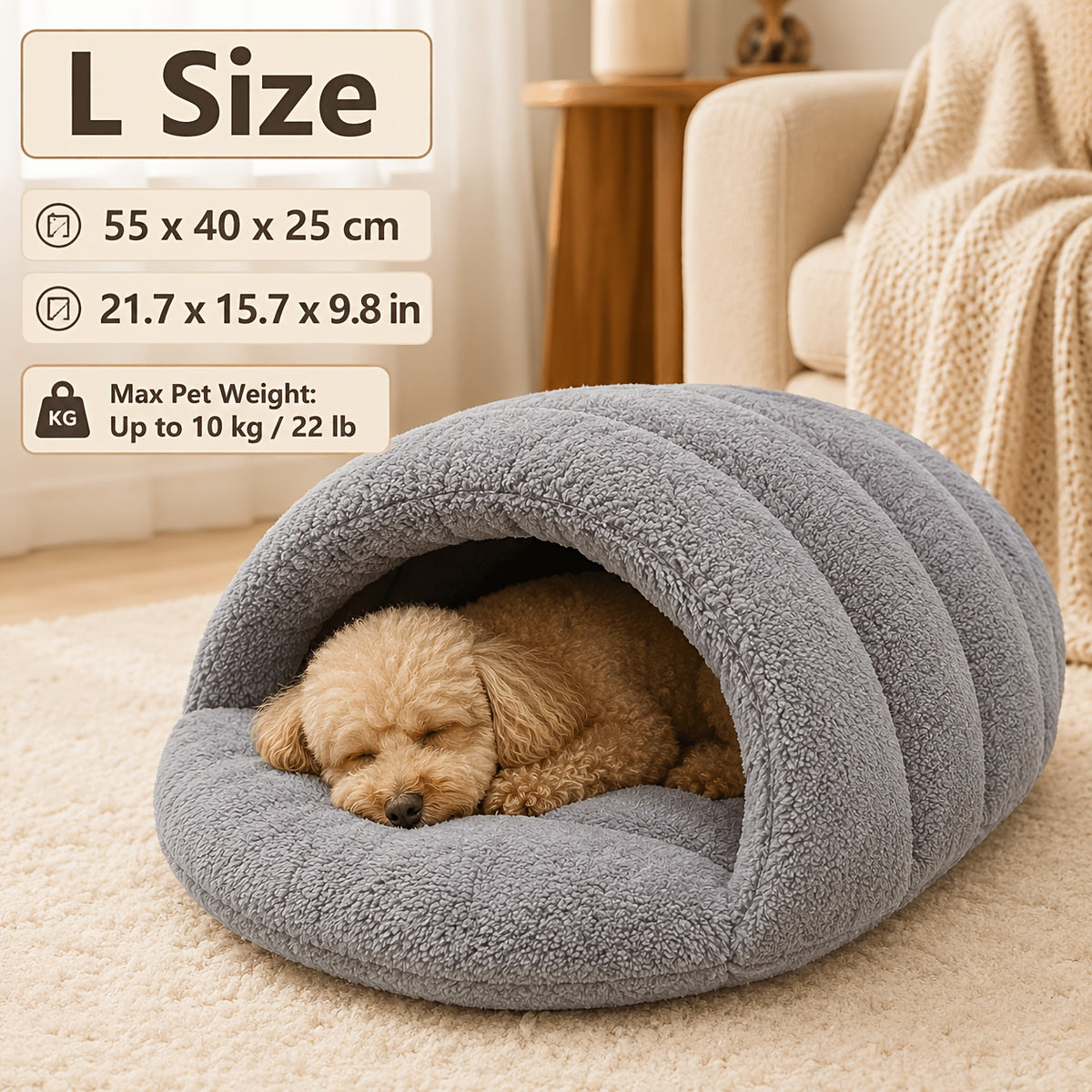 Plush Pet Cave Bed for Cats & Small Dogs, Cozy Tunnel Sleeping Nest with Soft Cushioned Interior, Warm Slipper-Shaped Indoor Pet Bed, Comfortable Cat House & Puppy Lounger for Rest and Sleep