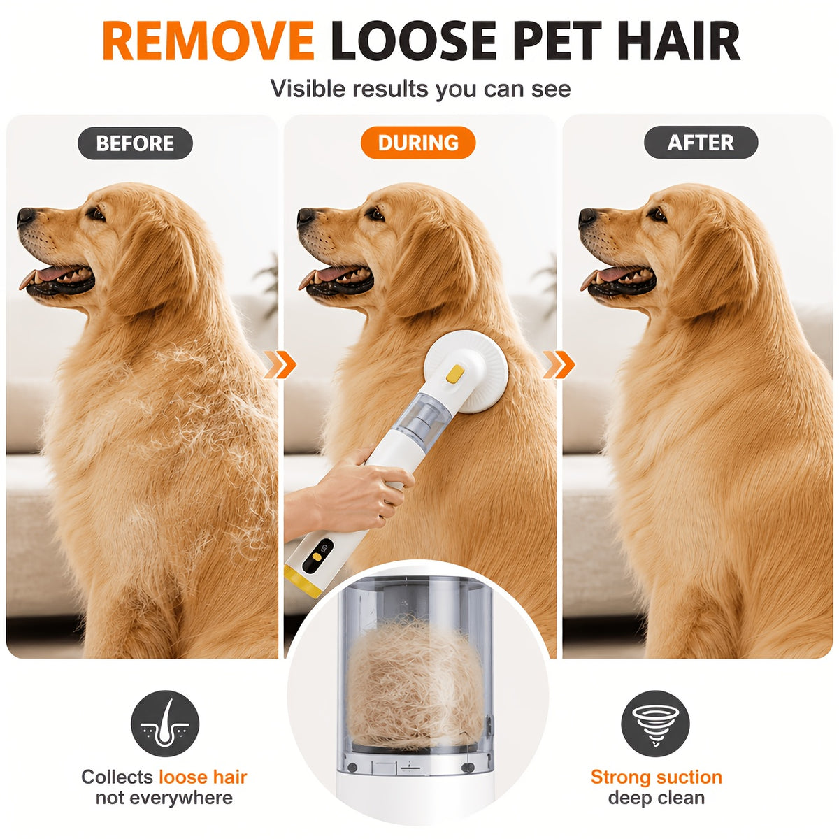 Pet Hair Vacuum for Dogs And Cats, Cordless Dog Grooming Vacuum with Hair Collection Bin, Handheld Pet Hair Remover for Shedding, Sofa, Bed, Carpet, And Car, Christmas Gift for Pet Owners