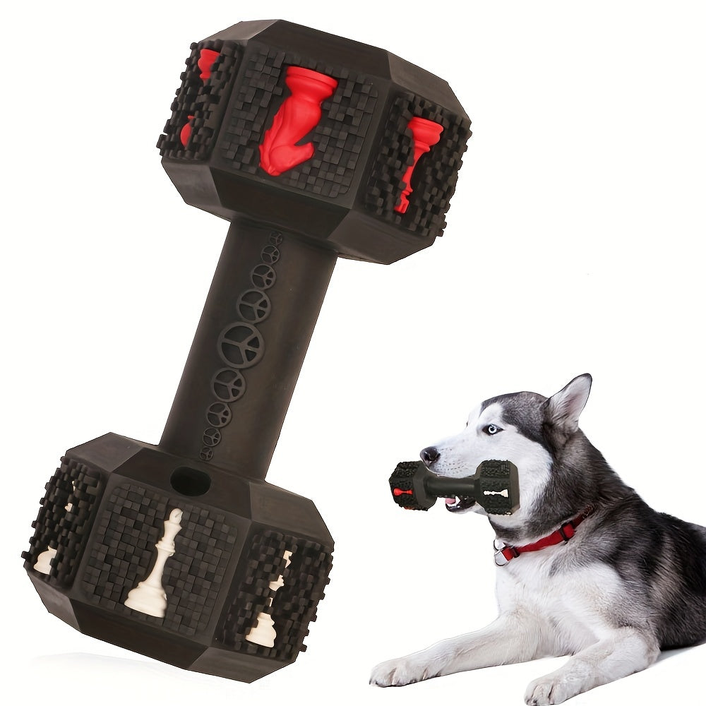 Dumbbell Dog Chew Toy, Checkerboard Color Random