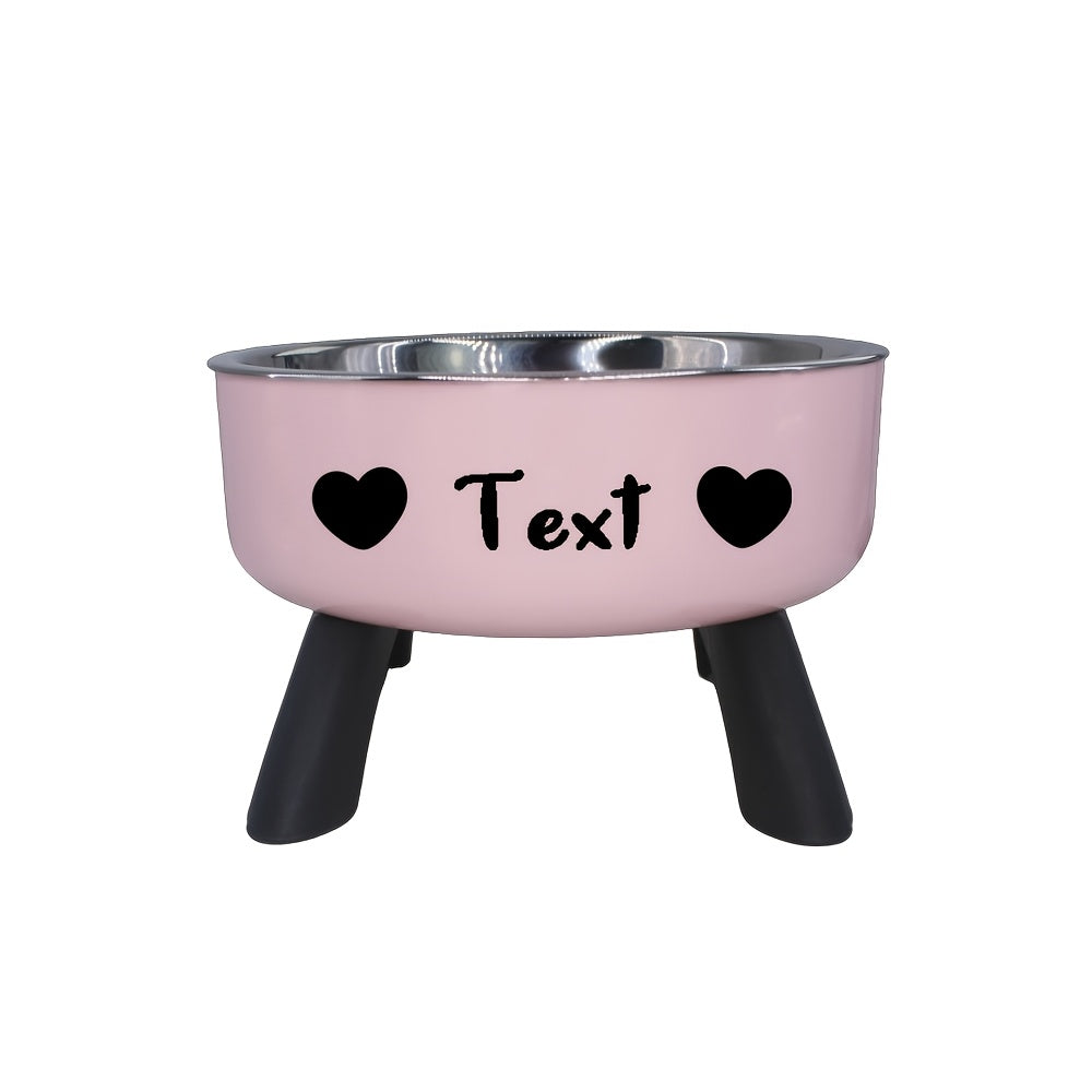 [Customized]Elevated Neck Protection Stainless Steel Pet Bowl Suitable for Small Dogs Anti Slip Feeding Bowl Custom Personalized Info with Various Patterns