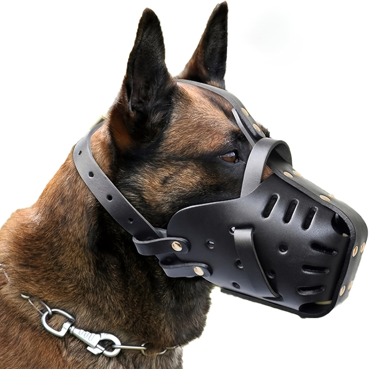 Kangdarpet | Faux Leather Dog Muzzle, Adjustable Neck, Comfortable And Breathable Design, Suitable for Bite Training of Medium to Large Dogs