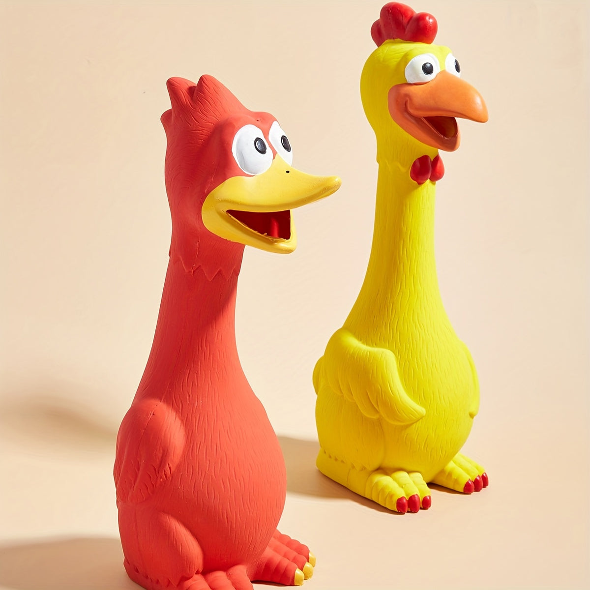Durable Latex Screaming Chicken Duck Dog Chew Toy with Squeaker for Teeth Grinding And Playful Fun, Without Battery
