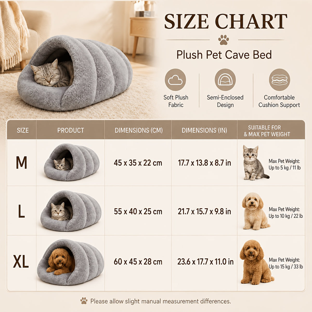 Plush Pet Cave Bed for Cats & Small Dogs, Cozy Tunnel Sleeping Nest with Soft Cushioned Interior, Warm Slipper-Shaped Indoor Pet Bed, Comfortable Cat House & Puppy Lounger for Rest and Sleep