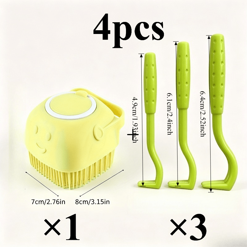 Universal Cat And Dog Shower Bath Brush with Tick Removal Tool, Featuring Massage Soft Bristles, Random Color, Ergonomic Handle And Removable Lid, Suitable for Washing And Bathing Scenarios, Designed for Medium to Small Pets