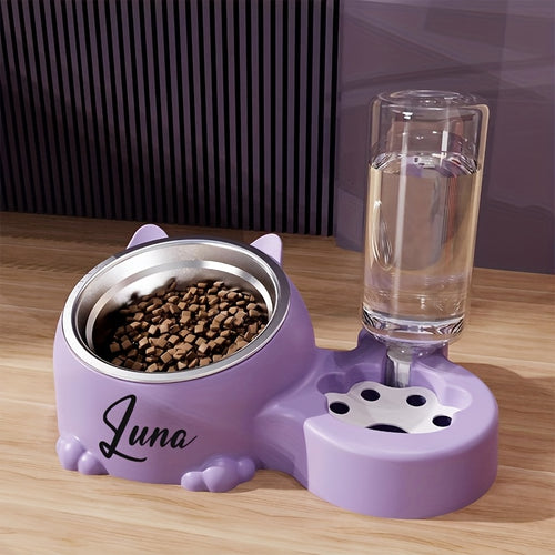 (Customized) Personalized, 1pc, Pet Rice Bowl, Cat Bowl, Dog Basin, Anti-Knock, Oblique Neck Protection, Automatic Drinking Water, Suitable for Other Small And Medium-Sized Pets Such As Cats And Dogs, Without Battery
