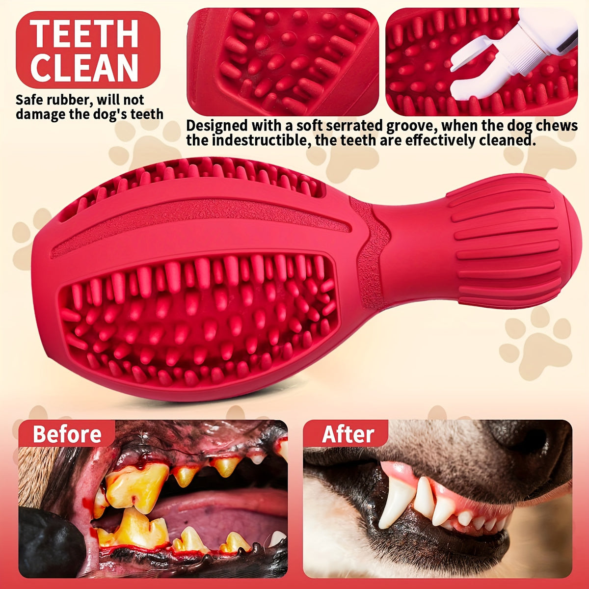 1 Piece Dog Chew Toy for Pet Chewing Training, a Slow Feeder for Food Dispensing, a Sturdy and Durable Rubber Teeth-cleaning Dog Puzzle Toy, an Interactive Squeaky Dog Toy for Small/medium/large Breed Dogs