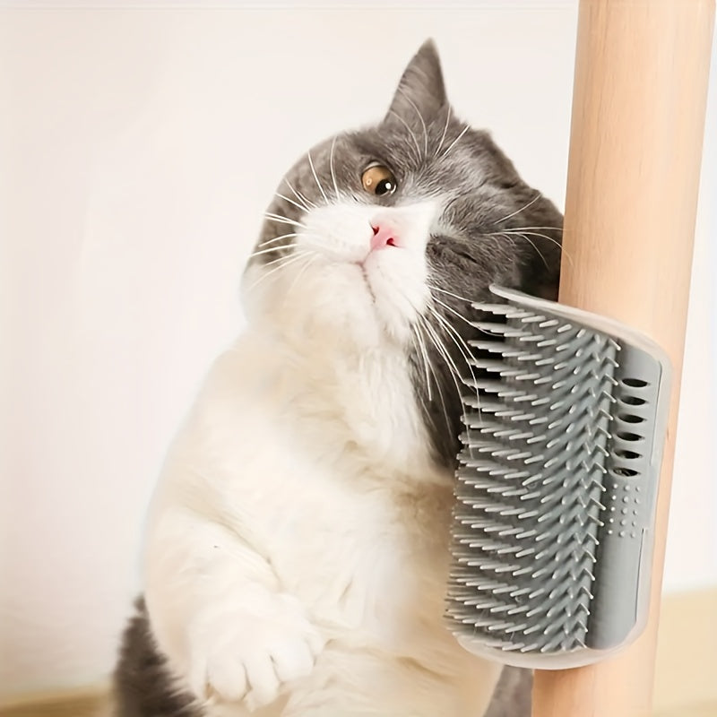 Corner Cat Scratcher - Wall-Mounted Cat Grooming Brush - Itchy Cat Scratching Board - Toy Deshedding Massage Comb | Scratching Tool - Self-Grooming Corner Comb, Indoor Pet Massage Tool - Easy to Clean, Ergonomic Pet Comb - Space-Saving Pet Grooming