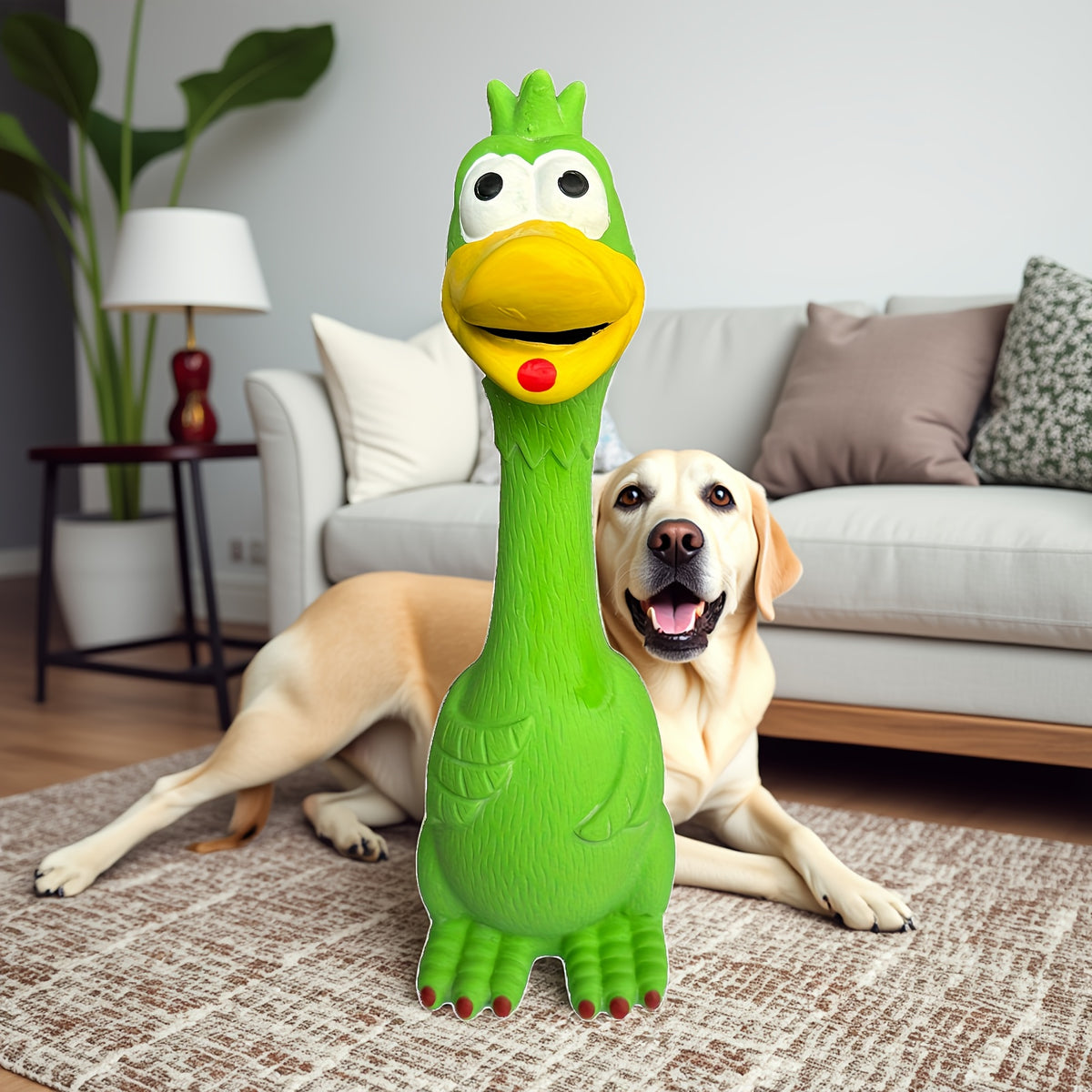 Durable Latex Screaming Chicken Duck Dog Chew Toy with Squeaker for Teeth Grinding And Playful Fun, Without Battery