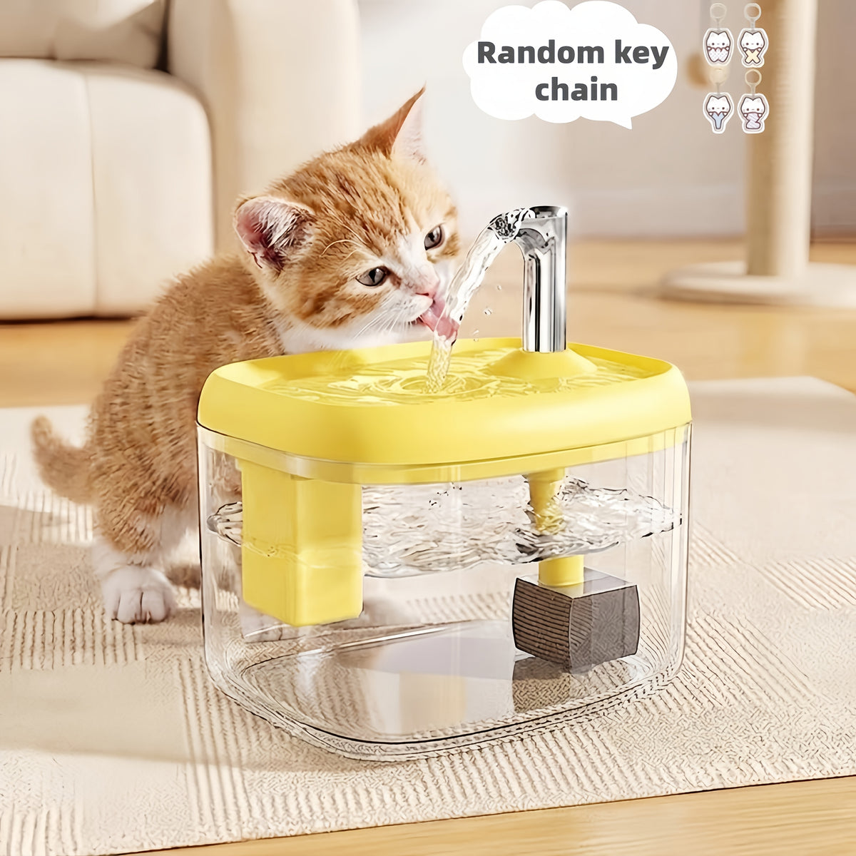 Smart Pet Water Fountain, Ultra-Quiet Cat Water Dispenser with Multi-Stage Filtration System, Suitable for Cats, Companion for Home And Travel, Easy to Clean And USB Powered, Without Battery