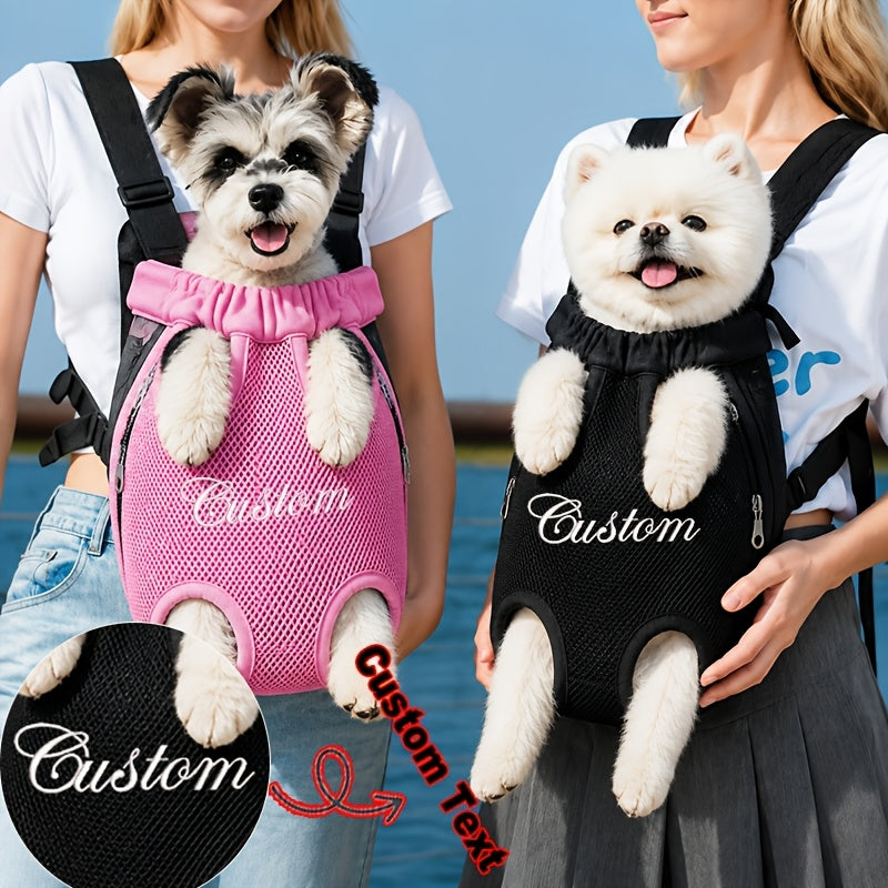 Custom Name Pet Backpack Custom Embroidered Pet Bag with Personalized Text Front-Facing Baby Carrier Breathable Design Adjustable Shoulder Strap Hands-Free Pet Additions Outdoor Walking Pet Additions Personalized Gift for Pet Lovers Christmas Gift