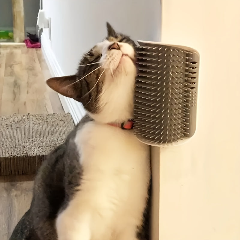 Corner Cat Scratcher - Wall-Mounted Cat Grooming Brush - Itchy Cat Scratching Board - Toy Deshedding Massage Comb | Scratching Tool - Self-Grooming Corner Comb, Indoor Pet Massage Tool - Easy to Clean, Ergonomic Pet Comb - Space-Saving Pet Grooming