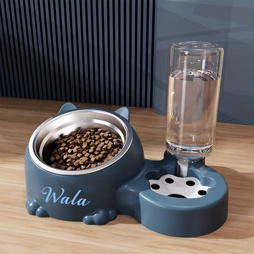 (Customized) Personalized, 1pc, Pet Rice Bowl, Cat Bowl, Dog Basin, Anti-Knock, Oblique Neck Protection, Automatic Drinking Water, Suitable for Other Small And Medium-Sized Pets Such As Cats And Dogs, Without Battery