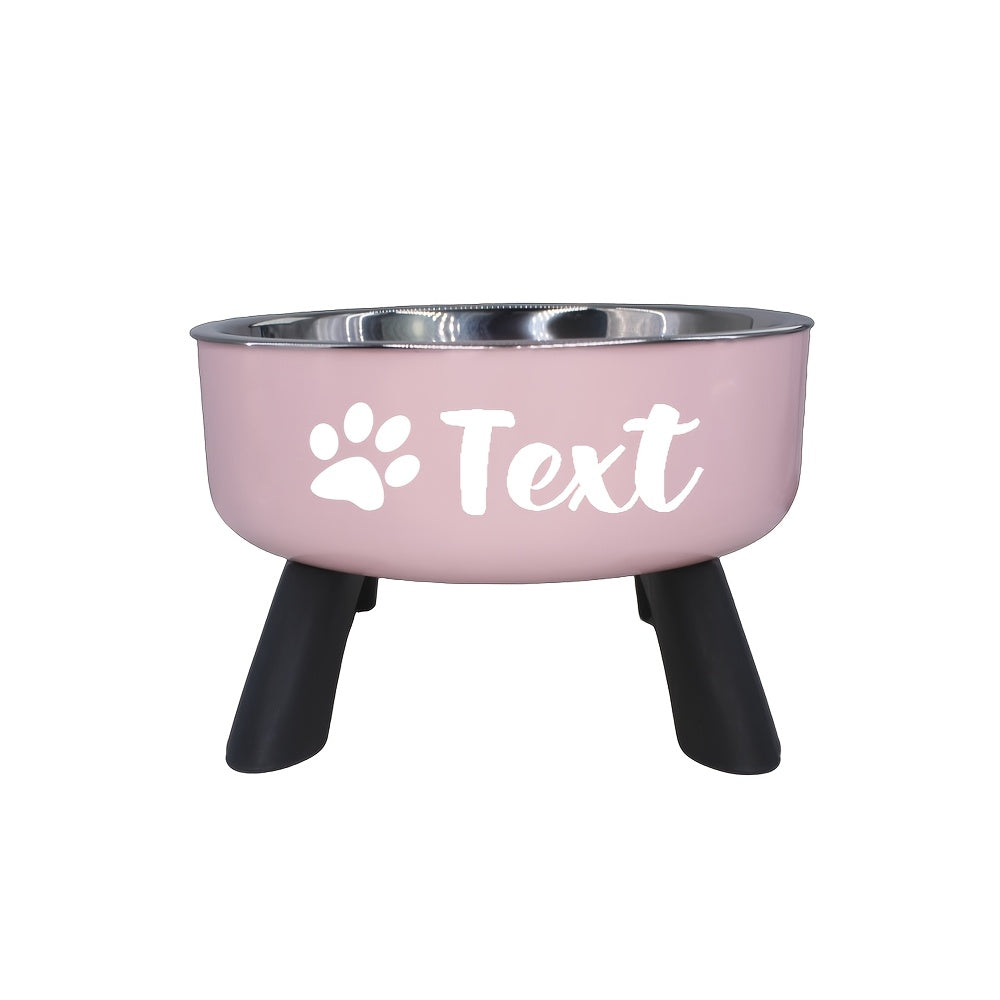 [Customized]Elevated Neck Protection Stainless Steel Pet Bowl Suitable for Small Dogs Anti Slip Feeding Bowl Custom Personalized Info with Various Patterns
