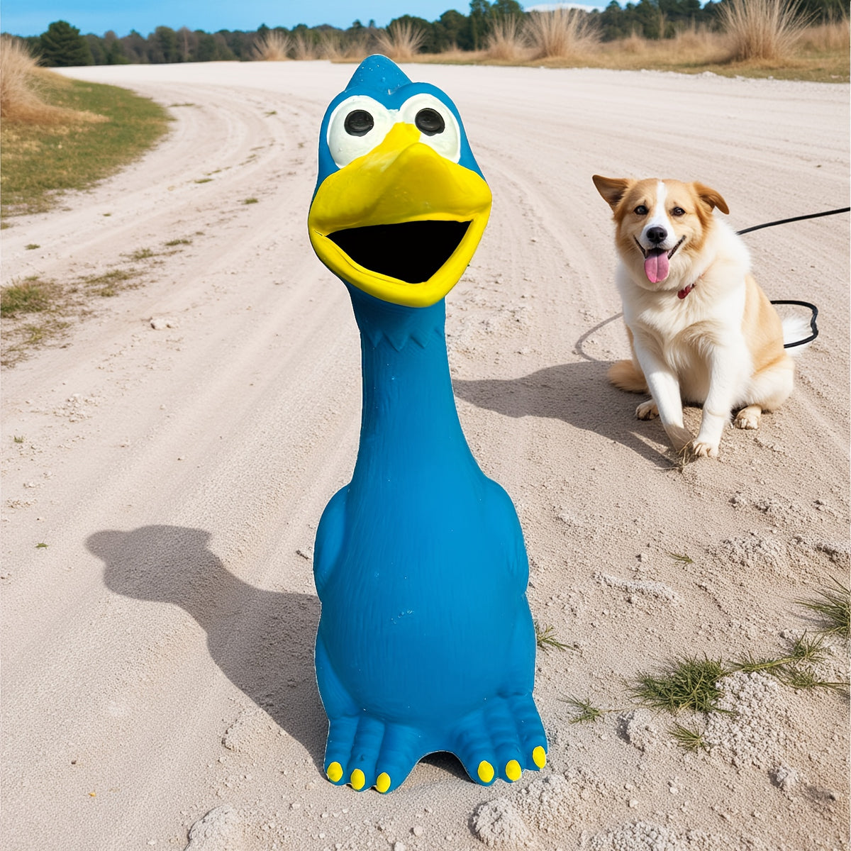 Durable Latex Screaming Chicken Duck Dog Chew Toy with Squeaker for Teeth Grinding And Playful Fun, Without Battery