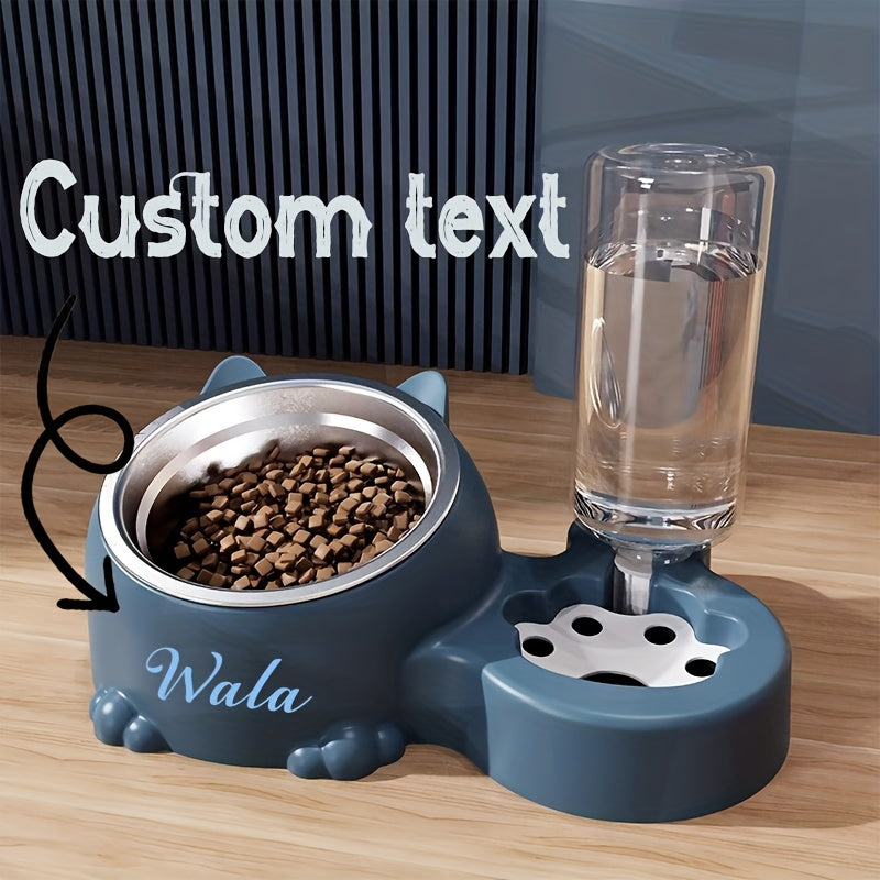 (Customized) Personalized, 1pc, Pet Rice Bowl, Cat Bowl, Dog Basin, Anti-Knock, Oblique Neck Protection, Automatic Drinking Water, Suitable for Other Small And Medium-Sized Pets Such As Cats And Dogs, Without Battery