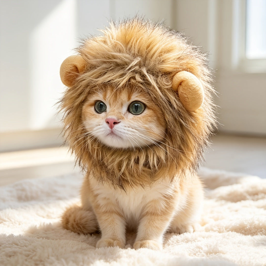 2pcs Cute Cat Accessories for Halloween, Suitable for Pets Weighing 4.41-15.43LB, Christmas Pet Headwear White Rabbit - Lion King Pet Headwear, Universal for Cats and Dogs, Internet-Famous Rabbit Hat, Halloween Cute Bunny Pet Photo Accessory Headwear