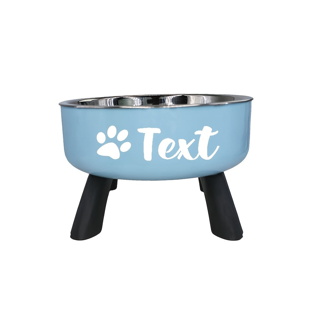 [Customized]Elevated Neck Protection Stainless Steel Pet Bowl Suitable for Small Dogs Anti Slip Feeding Bowl Custom Personalized Info with Various Patterns