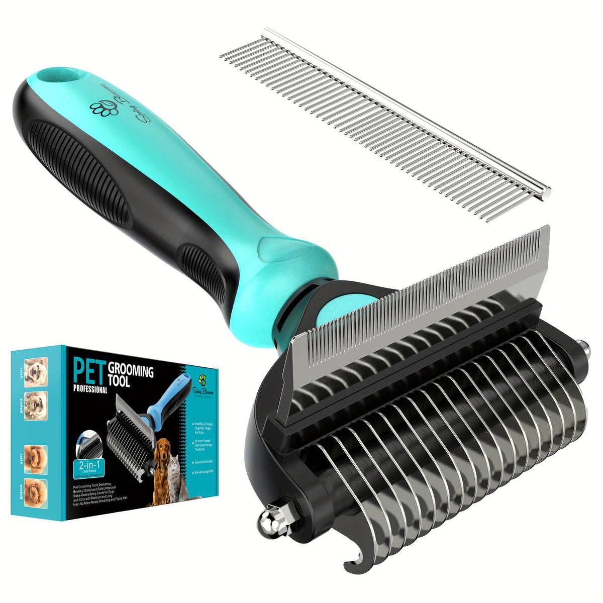 Spring Blossoms Pet Grooming Tool for Dogs & Cats: Double-Sided Shedding And Dematting Undercoat Dog Brush for Grooming, Gentle Deshedding Brush for Short to Long Hair Pets, Pet Hairbrush for Dogs And Cats
