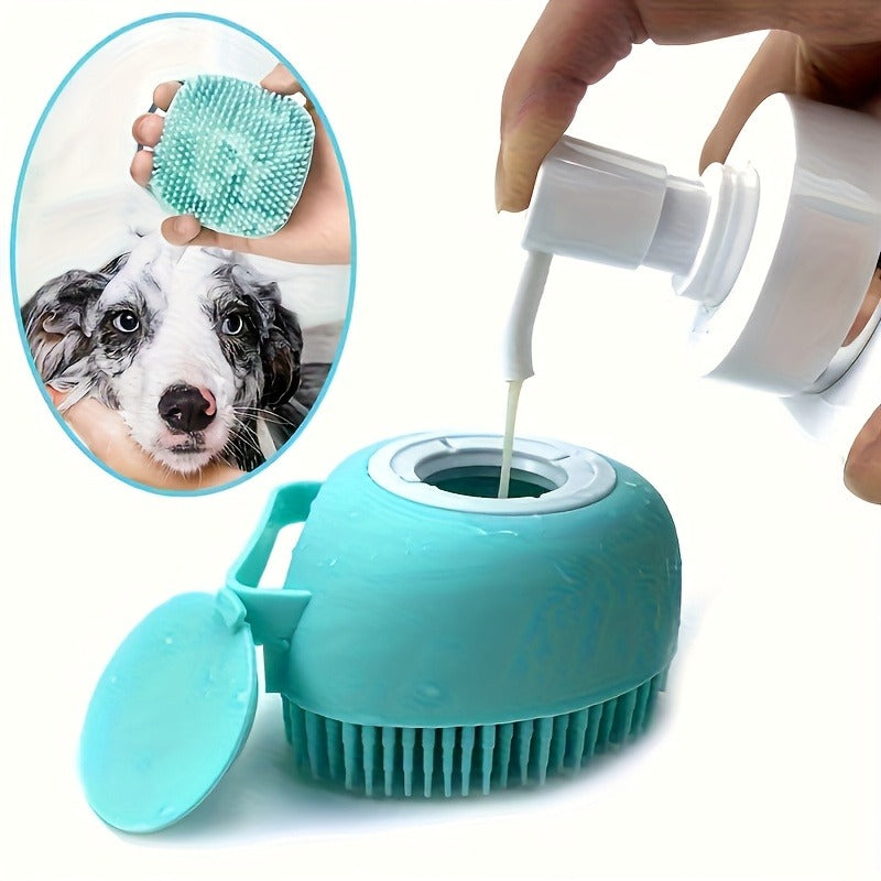 Universal Cat And Dog Shower Bath Brush with Tick Removal Tool, Featuring Massage Soft Bristles, Random Color, Ergonomic Handle And Removable Lid, Suitable for Washing And Bathing Scenarios, Designed for Medium to Small Pets