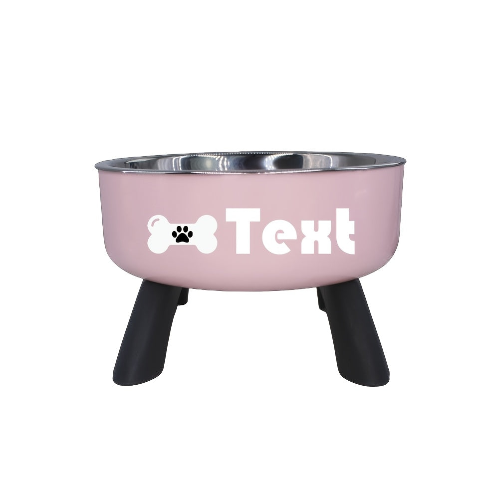 [Customized]Elevated Neck Protection Stainless Steel Pet Bowl Suitable for Small Dogs Anti Slip Feeding Bowl Custom Personalized Info with Various Patterns