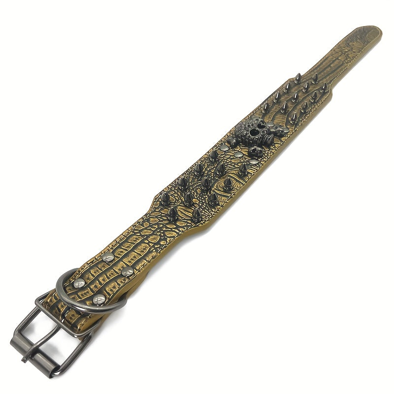 Spiked Studded Leather Dog Collar With Leash, Rivet PU Leather Dog Collar For Training, Walking