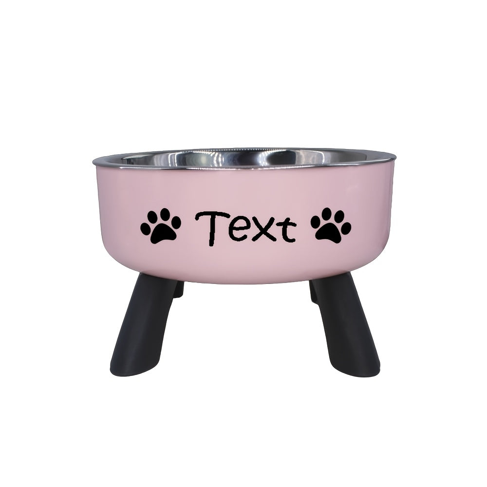 [Customized]Elevated Neck Protection Stainless Steel Pet Bowl Suitable for Small Dogs Anti Slip Feeding Bowl Custom Personalized Info with Various Patterns