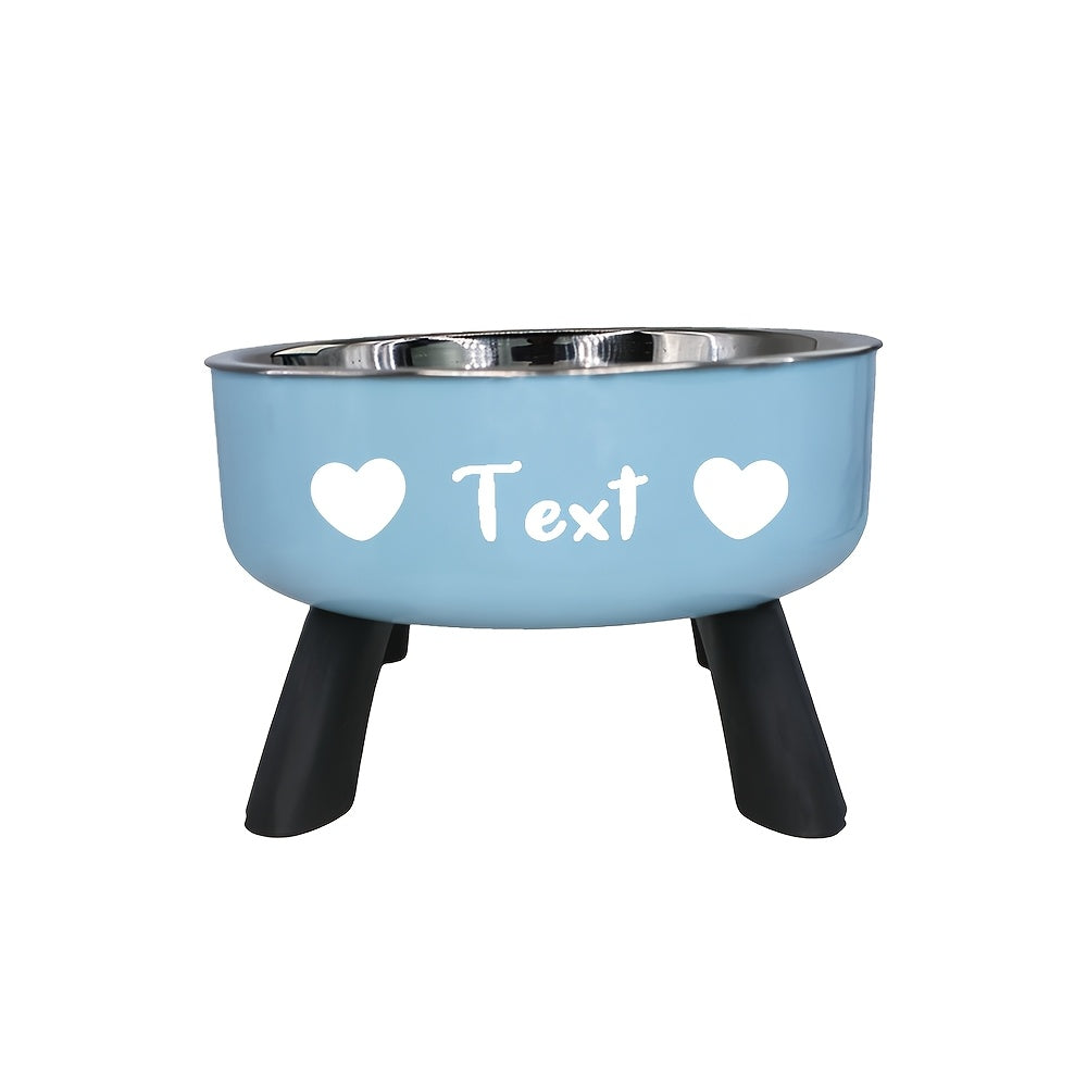 [Customized]Elevated Neck Protection Stainless Steel Pet Bowl Suitable for Small Dogs Anti Slip Feeding Bowl Custom Personalized Info with Various Patterns