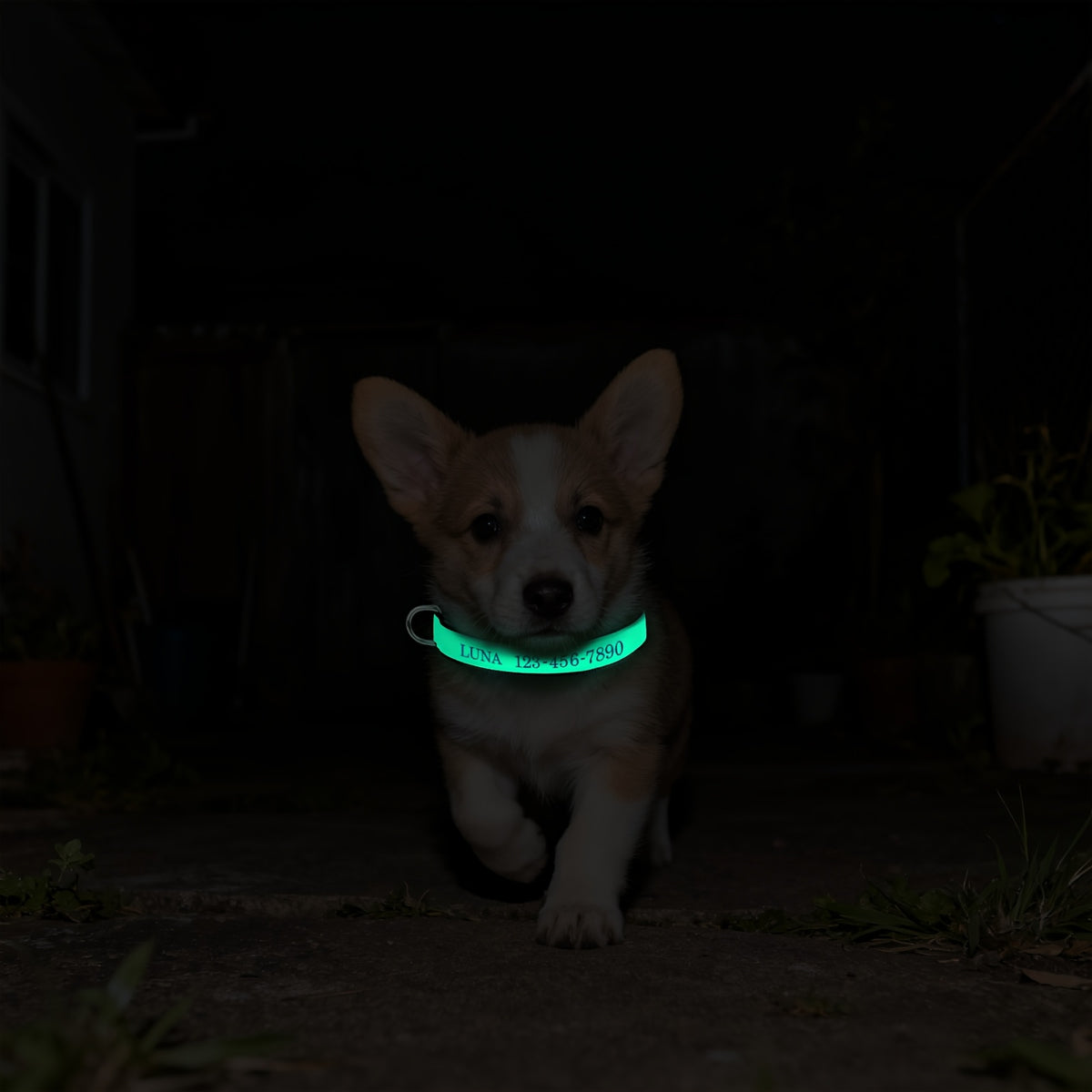 (Customized) New Luminous Dog Collar Upgraded Luminous Material Personalized Embroidered Name and Phone Number Anti-lost Four Sizes Five Colors for Small Dogs Medium-sized Dogs and Large Dogs Absorbs Light During the Day and Glows at Night
