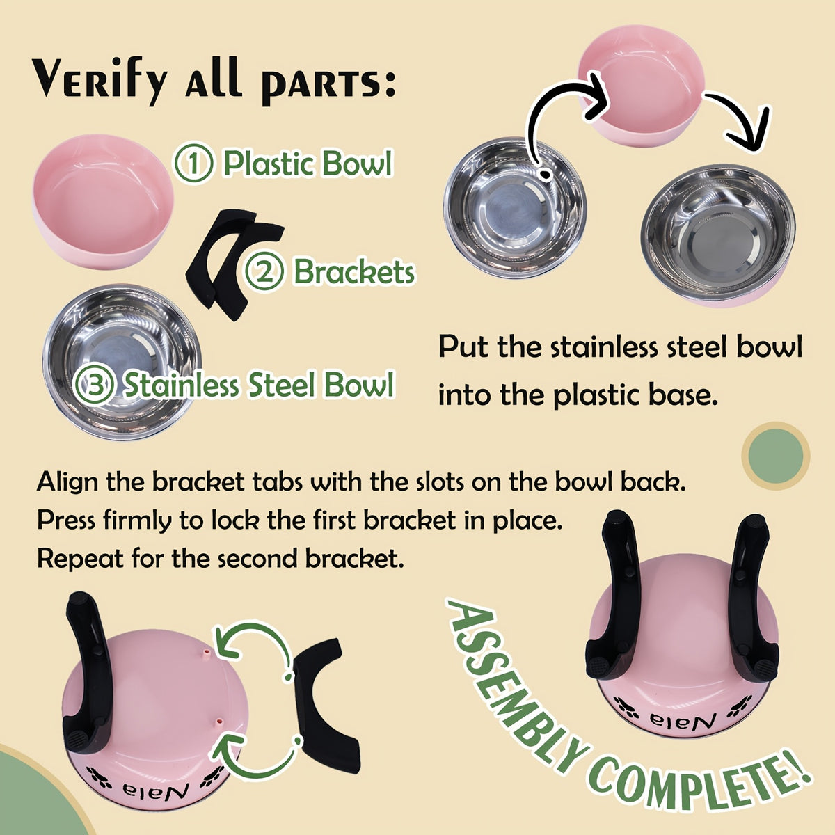 [Customized]Elevated Neck Protection Stainless Steel Pet Bowl Suitable for Small Dogs Anti Slip Feeding Bowl Custom Personalized Info with Various Patterns