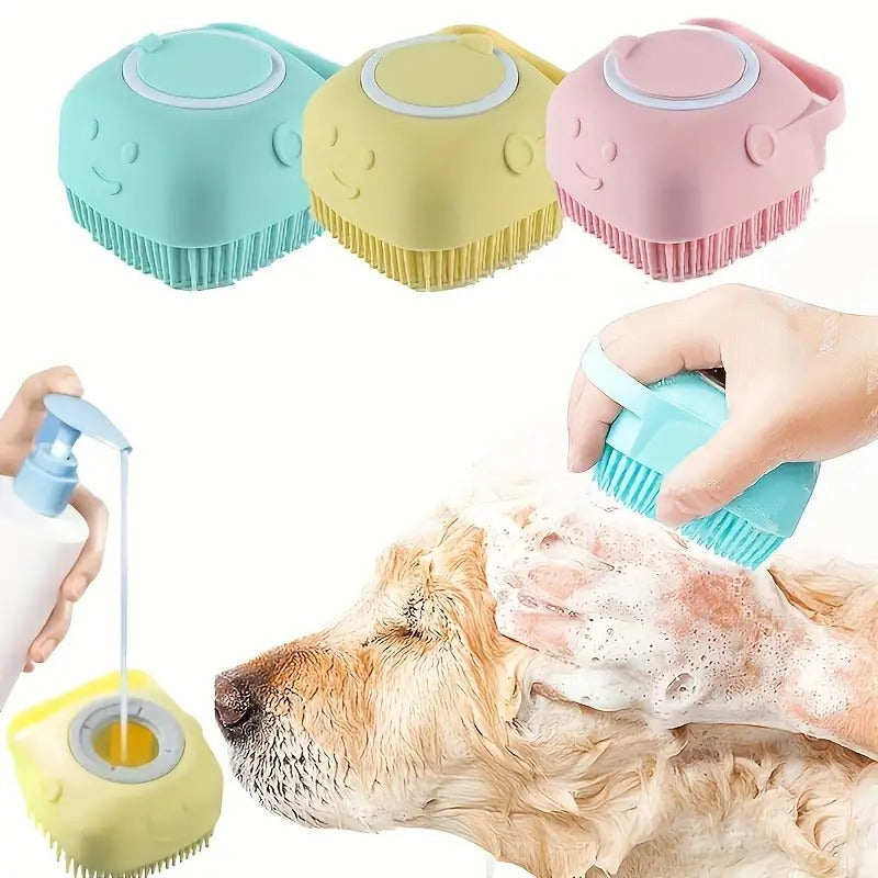 Universal Cat And Dog Shower Bath Brush with Tick Removal Tool, Featuring Massage Soft Bristles, Random Color, Ergonomic Handle And Removable Lid, Suitable for Washing And Bathing Scenarios, Designed for Medium to Small Pets