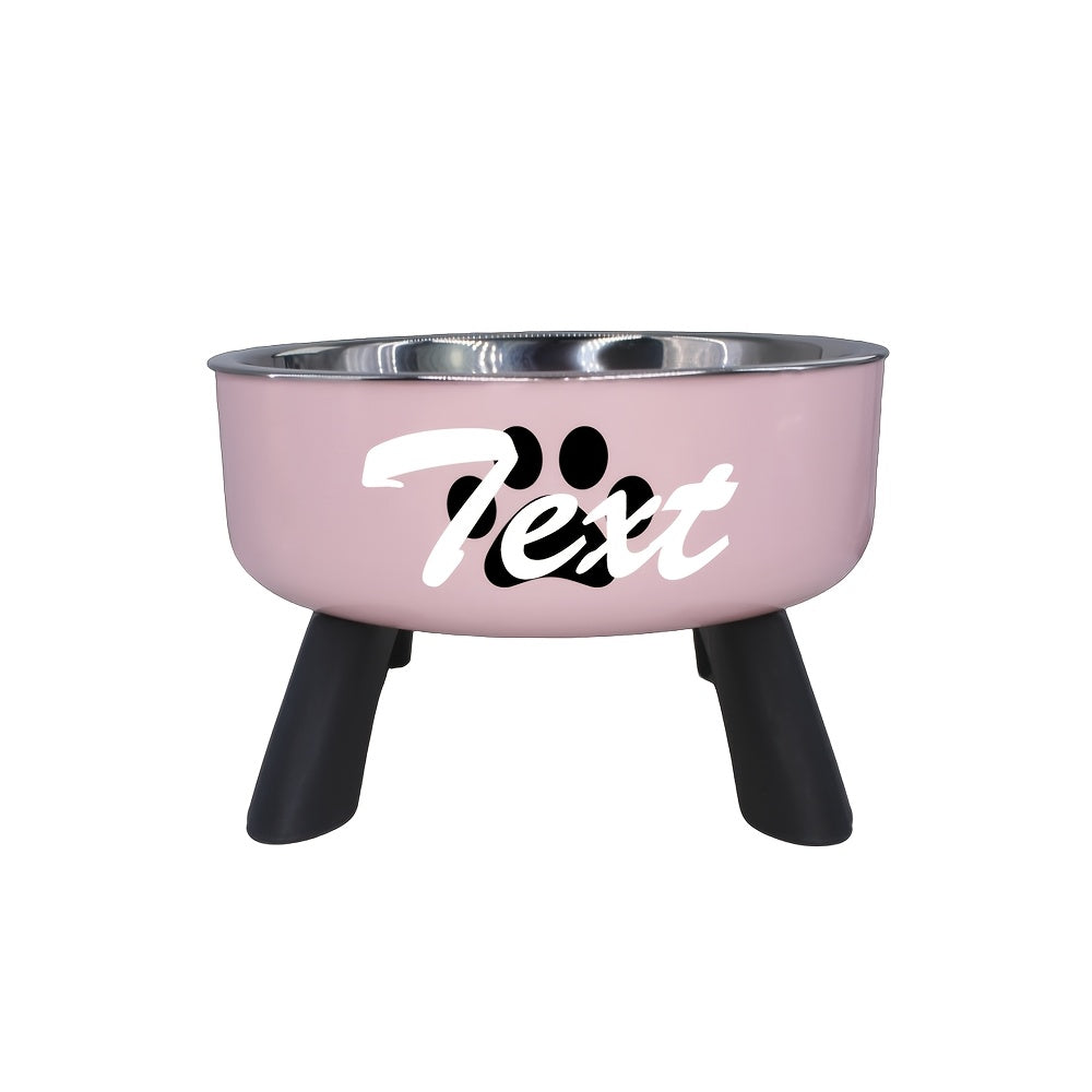 [Customized]Elevated Neck Protection Stainless Steel Pet Bowl Suitable for Small Dogs Anti Slip Feeding Bowl Custom Personalized Info with Various Patterns