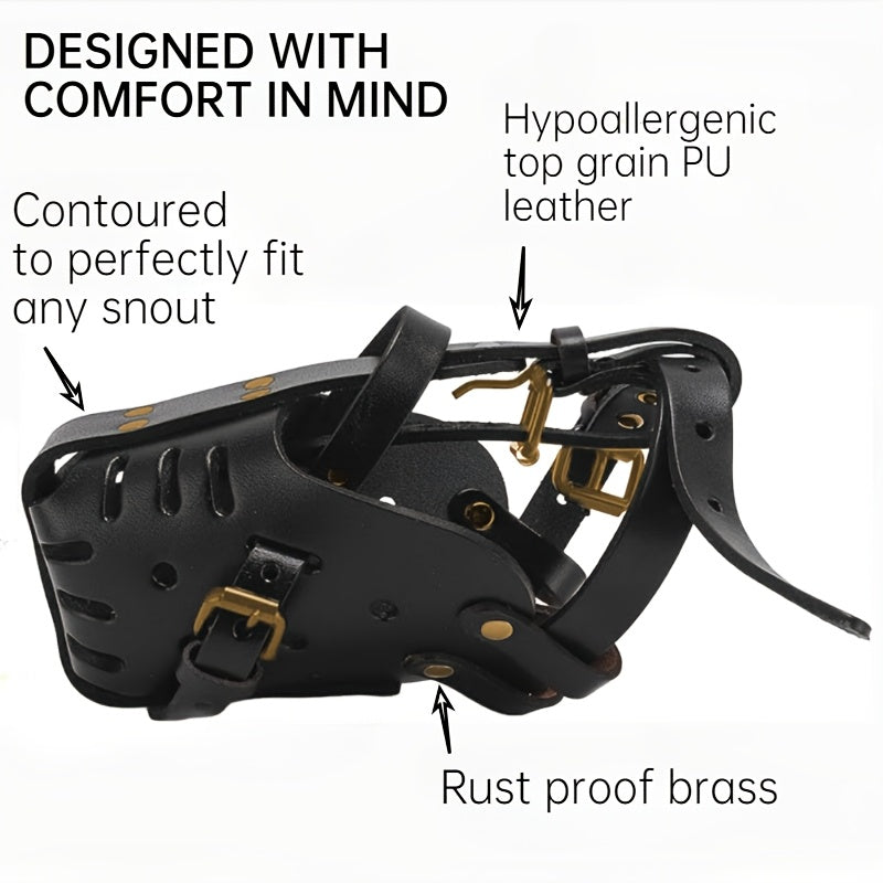 Kangdarpet | Faux Leather Dog Muzzle, Adjustable Neck, Comfortable And Breathable Design, Suitable for Bite Training of Medium to Large Dogs