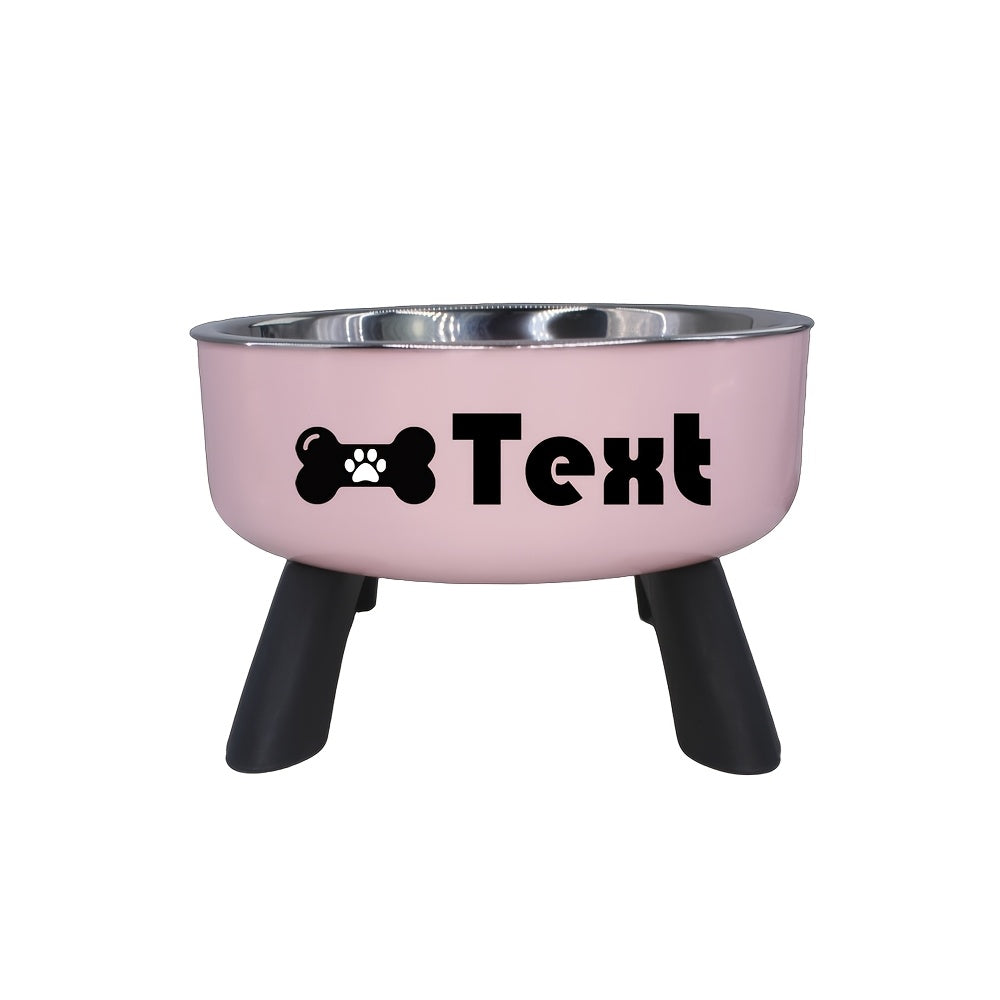 [Customized]Elevated Neck Protection Stainless Steel Pet Bowl Suitable for Small Dogs Anti Slip Feeding Bowl Custom Personalized Info with Various Patterns