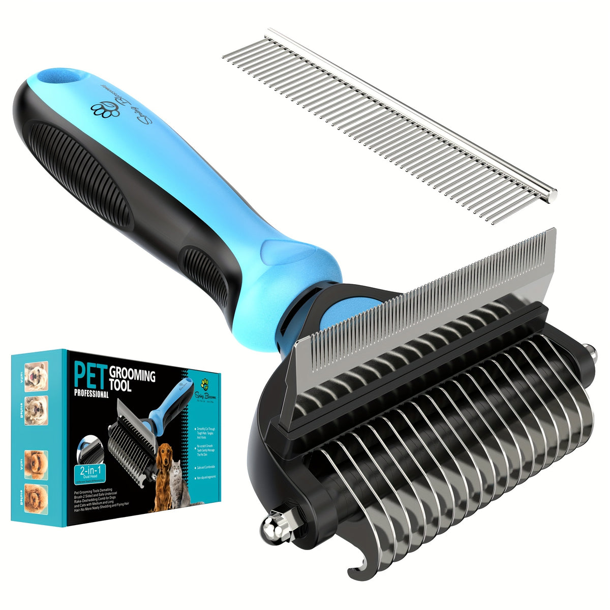 Spring Blossoms Pet Grooming Tool for Dogs & Cats: Double-Sided Shedding And Dematting Undercoat Dog Brush for Grooming, Gentle Deshedding Brush for Short to Long Hair Pets, Pet Hairbrush for Dogs And Cats