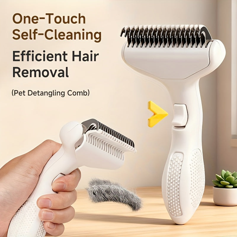 Dog and Cat Face Cleaning Comb, Pet Fur Detangling and Deshedding Comb, Self-Cleaning Dog Grooming Brush, Suitable for Long and Short-Haired Dogs and Cats, Pet Deshedding and Massage Comb, Cat and Dog Pin Comb Grooming and Cleaning Brush, Pet Cat