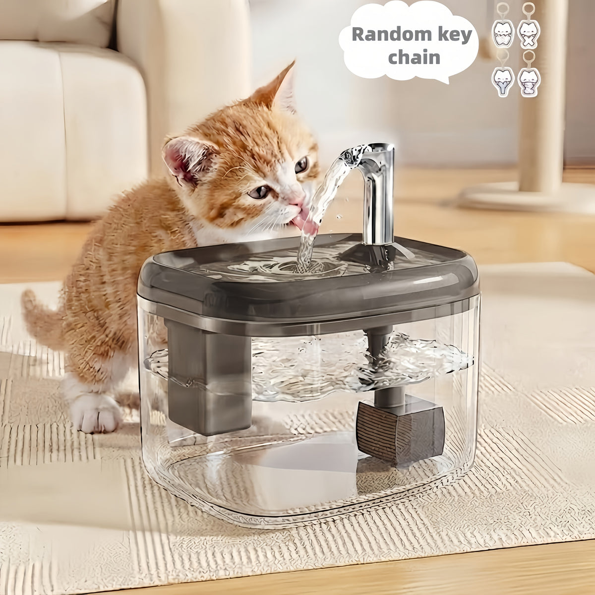 Smart Pet Water Fountain, Ultra-Quiet Cat Water Dispenser with Multi-Stage Filtration System, Suitable for Cats, Companion for Home And Travel, Easy to Clean And USB Powered, Without Battery