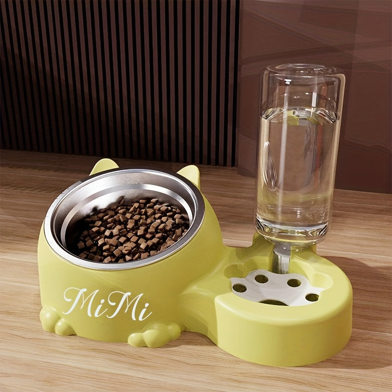 (Customized) Personalized, 1pc, Pet Rice Bowl, Cat Bowl, Dog Basin, Anti-Knock, Oblique Neck Protection, Automatic Drinking Water, Suitable for Other Small And Medium-Sized Pets Such As Cats And Dogs, Without Battery