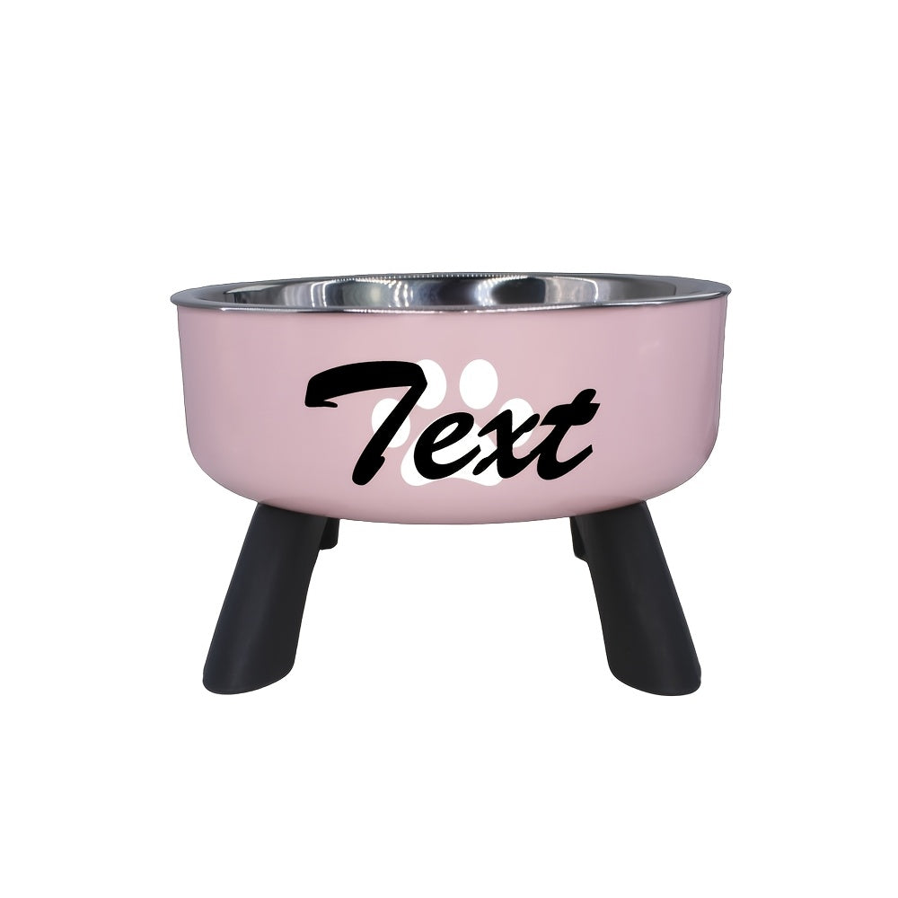 [Customized]Elevated Neck Protection Stainless Steel Pet Bowl Suitable for Small Dogs Anti Slip Feeding Bowl Custom Personalized Info with Various Patterns